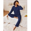 Ekouaer Pajama Sets Women 2 Piece Long Sleeve Sleepwear Cozy Pjs Loungewear(Navy)