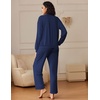 Ekouaer Pajama Sets Women 2 Piece Long Sleeve Sleepwear Cozy Pjs Loungewear(Navy)