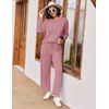 Ekouaer Pajama Sets Women 2 Piece Long Sleeve Sleepwear Cozy Pjs Loungewear(Purple Red)