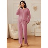 Ekouaer Pajama Sets Women 2 Piece Long Sleeve Sleepwear Cozy Pjs Loungewear(Purple Red)