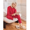 Ekouaer Pajama Sets Women 2 Piece Long Sleeve Sleepwear Cozy Pjs Loungewear(Red)