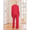 Ekouaer Pajama Sets Women 2 Piece Long Sleeve Sleepwear Cozy Pjs Loungewear(Red)