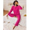 Ekouaer Pajama Sets Women 2 Piece Long Sleeve Sleepwear Cozy Pjs Loungewear(Rose Red)