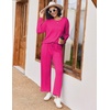 Ekouaer Pajama Sets Women 2 Piece Long Sleeve Sleepwear Cozy Pjs Loungewear(Rose Red)
