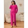 Ekouaer Pajama Sets Women 2 Piece Long Sleeve Sleepwear Cozy Pjs Loungewear(Rose Red)