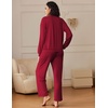 Ekouaer Pajama Sets Women 2 Piece Long Sleeve Sleepwear Cozy Pjs Loungewear(Wine)