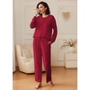 Ekouaer Pajama Sets Women 2 Piece Long Sleeve Sleepwear Cozy Pjs Loungewear(Wine)