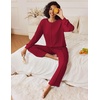 Ekouaer Pajama Sets Women 2 Piece Long Sleeve Sleepwear Cozy Pjs Loungewear(Wine)