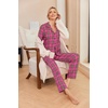 Ekouaer Pajamas for Women 2 Piece Lounge Set Long Sleeve Plaid Sleepwear Casual 2 Piece Pjs Pink Plaid,XX-Large