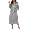 Ekouaer Robes for Women Zipper Robe 3/4 Sleeves Housecoat with Pockets(Floral Gray)