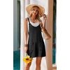 Ekouaer Rompers for Women 2026 Fashion Ribbed Knit Jumpsuit Scoop Neck Loose Outfit Wide Leg Summer One Piece Shortalls(Black)