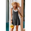 Ekouaer Rompers for Women 2026 Fashion Ribbed Knit Jumpsuit Scoop Neck Loose Outfit Wide Leg Summer One Piece Shortalls(Dark Grey)