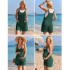 Ekouaer Rompers for Women 2026 Fashion Ribbed Knit Jumpsuit Scoop Neck Loose Outfit Wide Leg Summer One Piece Shortalls(Deep Green)