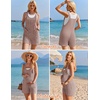 Ekouaer Rompers for Women 2026 Fashion Ribbed Knit Jumpsuit Scoop Neck Loose Outfit Wide Leg Summer One Piece Shortalls(Dirty Pink)