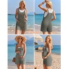 Ekouaer Rompers for Women 2026 Fashion Ribbed Knit Jumpsuit Scoop Neck Loose Outfit Wide Leg Summer One Piece Shortalls(Green Grey)