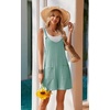 Ekouaer Rompers for Women 2026 Fashion Ribbed Knit Jumpsuit Scoop Neck Loose Outfit Wide Leg Summer One Piece Shortalls(Ice Green)