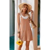 Ekouaer Rompers for Women 2026 Fashion Ribbed Knit Jumpsuit Scoop Neck Loose Outfit Wide Leg Summer One Piece Shortalls(Khaki)