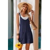 Ekouaer Rompers for Women 2026 Fashion Ribbed Knit Jumpsuit Scoop Neck Loose Outfit Wide Leg Summer One Piece Shortalls(Navy Blue)