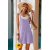 Ekouaer Rompers for Women 2026 Fashion Ribbed Knit Jumpsuit Scoop Neck Loose Outfit Wide Leg Summer One Piece Shortalls(Purple)