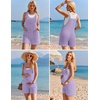 Ekouaer Rompers for Women 2026 Fashion Ribbed Knit Jumpsuit Scoop Neck Loose Outfit Wide Leg Summer One Piece Shortalls(Purple)