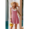 Ekouaer Rompers for Women 2026 Fashion Ribbed Knit Jumpsuit Scoop Neck Loose Outfit Wide Leg Summer One Piece Shortalls(Rose Pink)