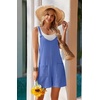Ekouaer Rompers for Women 2026 Fashion Ribbed Knit Jumpsuit Scoop Neck Loose Outfit Wide Leg Summer One Piece Shortalls(True Blue)