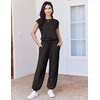Ekouaer Womens Jumpsuit Casual One Piece Summer Vacation Outfit with Pocket(01 Black)