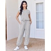 Ekouaer Womens Jumpsuit Casual One Piece Summer Vacation Outfit with Pocket(02 Gley)