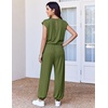 Ekouaer Womens Jumpsuit Casual One Piece Summer Vacation Outfit with Pocket(Army Green)