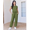 Ekouaer Womens Jumpsuit Casual One Piece Summer Vacation Outfit with Pocket(Army Green)