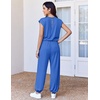 Ekouaer Womens Jumpsuit Casual One Piece Summer Vacation Outfit with Pocket(Blue)