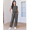 Ekouaer Womens Jumpsuit Casual One Piece Summer Vacation Outfit with Pocket(Drak Gley)