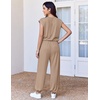 Ekouaer Womens Jumpsuit Casual One Piece Summer Vacation Outfit with Pocket(Khaki)