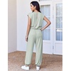 Ekouaer Womens Jumpsuit Casual One Piece Summer Vacation Outfit with Pocket(Light Green)