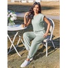 Ekouaer Womens Jumpsuit Casual One Piece Summer Vacation Outfit with Pocket(Light Green)