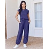 Ekouaer Womens Jumpsuit Casual One Piece Summer Vacation Outfit with Pocket(Navy Blue)