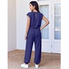 Ekouaer Womens Jumpsuit Casual One Piece Summer Vacation Outfit with Pocket(Navy Blue)