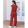 Ekouaer Womens Jumpsuit Casual One Piece Summer Vacation Outfit with Pocket(Wine Red)