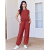 Ekouaer Womens Jumpsuit Casual One Piece Summer Vacation Outfit with Pocket(Wine Red)