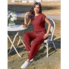 Ekouaer Womens Jumpsuit Casual One Piece Summer Vacation Outfit with Pocket(Wine Red)