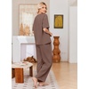 Ekouaer Womens Pajama Sets Cotton Short Sleeve Long Pants Lounge Set(Brown)