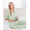 Ekouaer Womens Pajama Sets Cotton Short Sleeve Long Pants Lounge Set(Light Green)