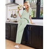 Ekouaer Womens Pajama Sets Cotton Short Sleeve Long Pants Lounge Set(Light Green)