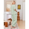 Ekouaer Womens Pajama Sets Cotton Short Sleeve Long Pants Lounge Set(Light Green)