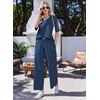 Ekouaer Womens Pajama Sets Cotton Short Sleeve Long Pants Lounge Set(Navy)
