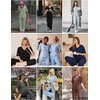 Ekouaer Womens Pajama Sets Cotton Short Sleeve Long Pants Lounge Set(Navy)