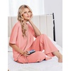 Ekouaer Womens Pajama Sets Cotton Short Sleeve Long Pants Lounge Set(Orange Pink)