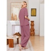 Ekouaer Womens Pajama Sets Cotton Short Sleeve Long Pants Lounge Set(Purple Red)