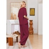 Ekouaer Womens Pajama Sets Cotton Short Sleeve Long Pants Lounge Set(Wine)
