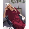Ekouaer Womens Pajama Sets Cotton Short Sleeve Long Pants Lounge Set(Wine)